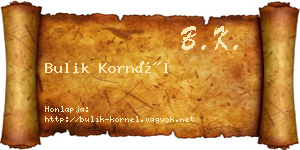 Bulik Kornél névjegykártya